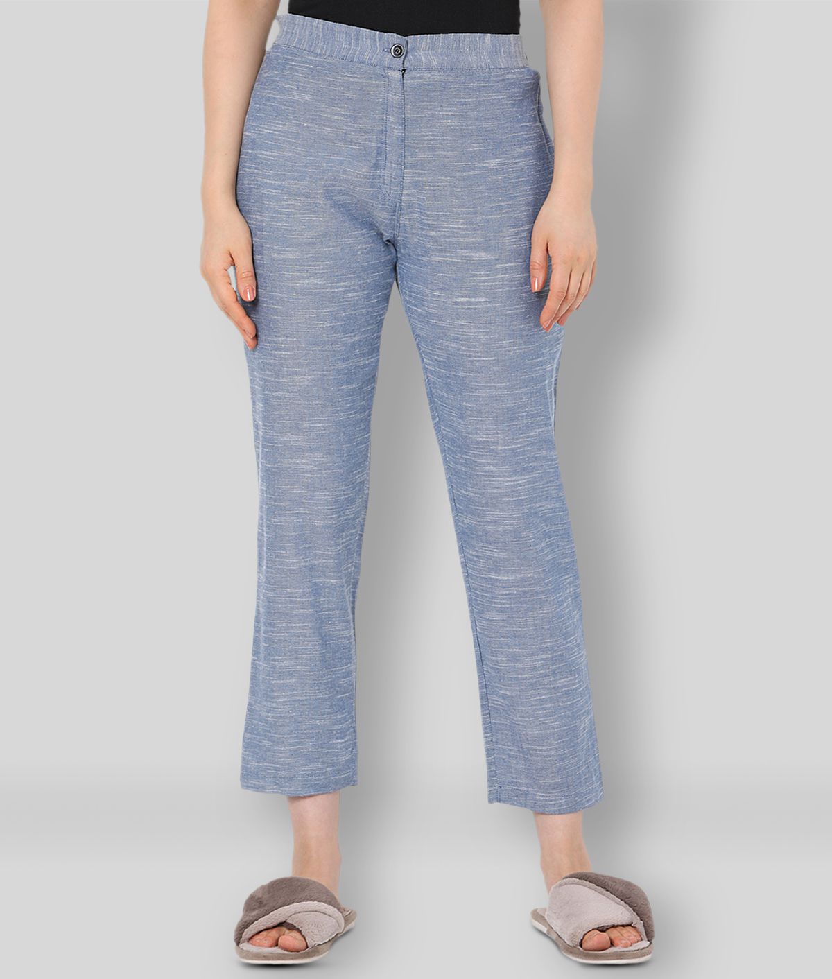     			Smarty Pants - Light Blue Cotton Regular Fit Women's Formal Pants  ( Pack of 1 )