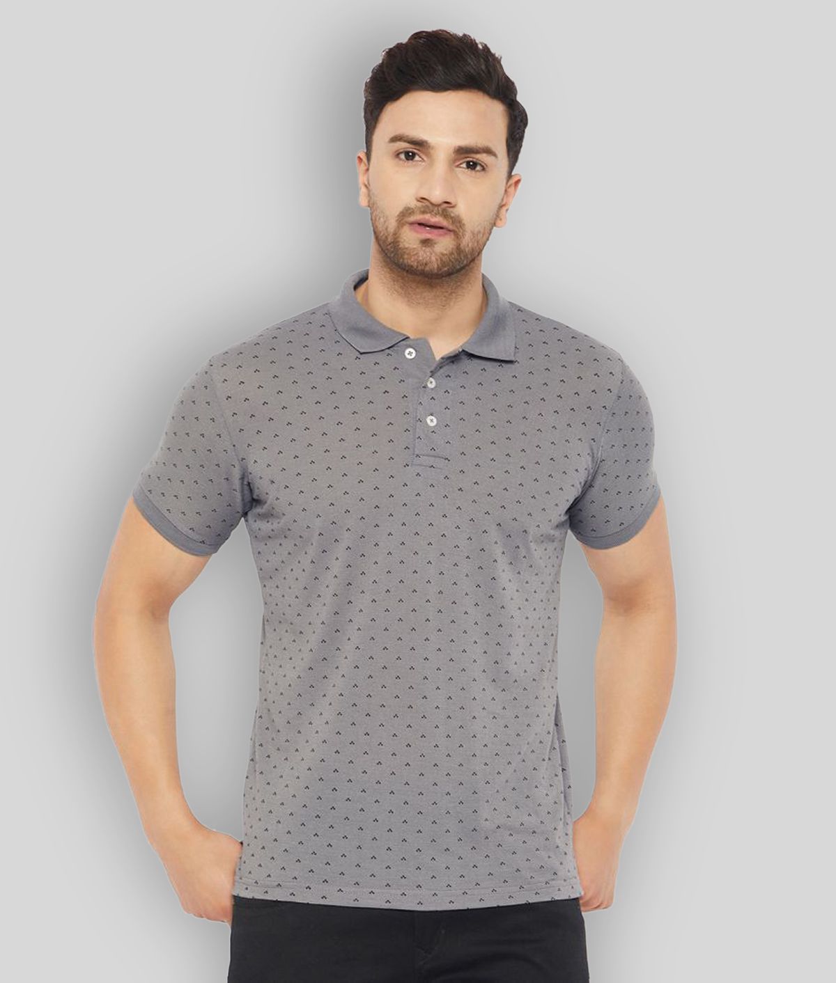 The Million Club - Grey Cotton Blend Regular Fit Men's Polo T Shirt ( Pack of 1 )
