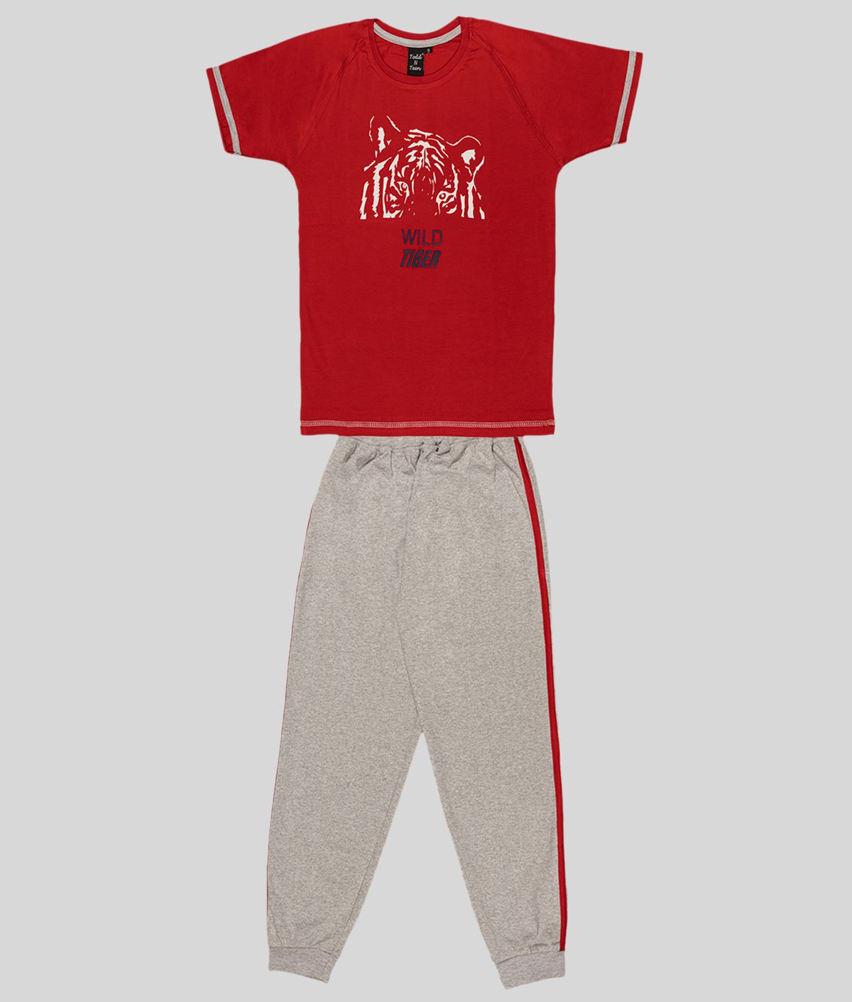     			Todd N Teen - Red Cotton Boy's T-Shirt & Pants ( Pack of 1 )