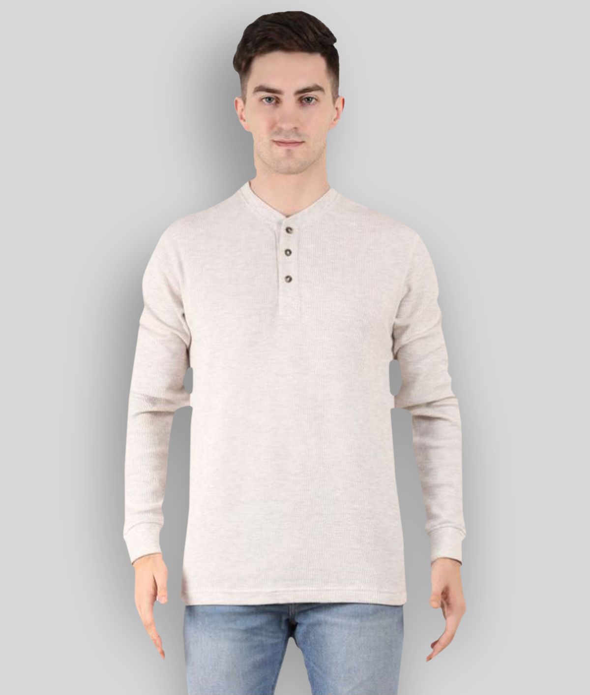     			Y & I - Off-White Cotton Blend Regular Fit Men's T-Shirt ( Pack of 1 )