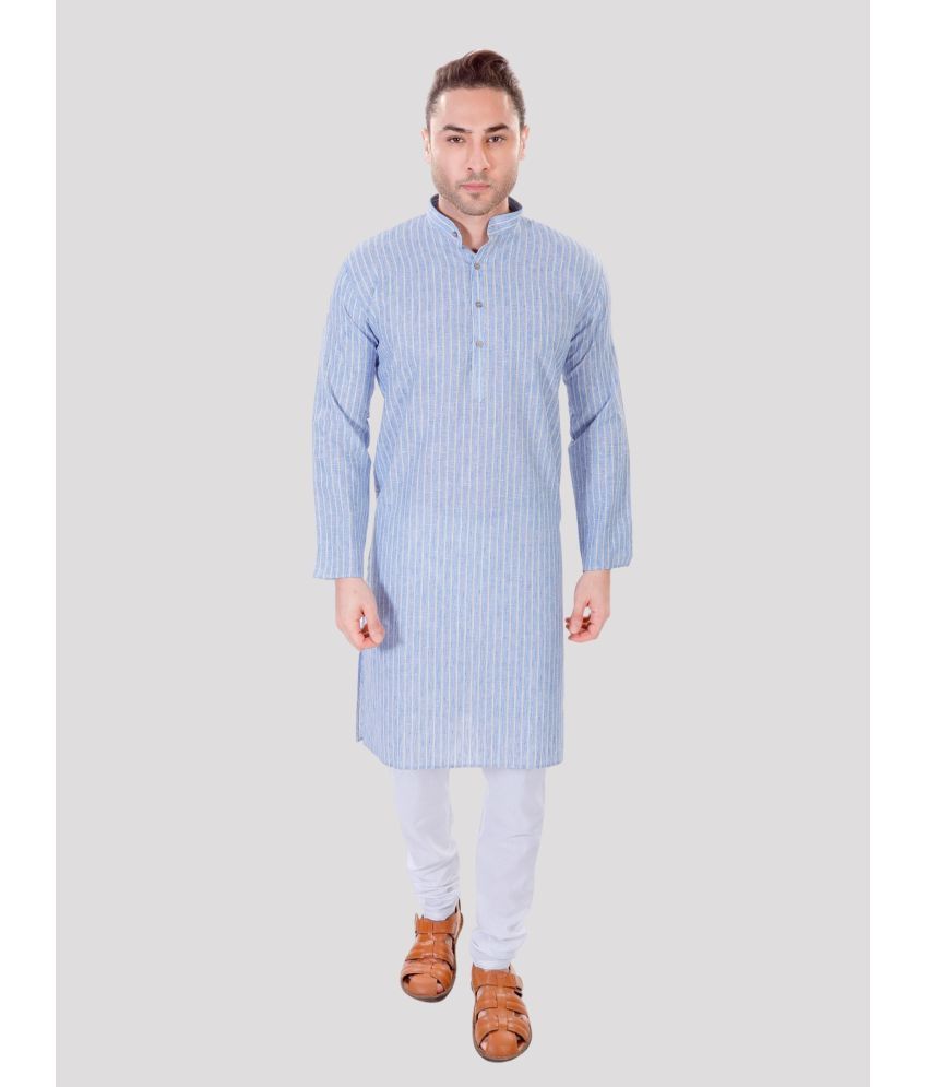     			M Maharaja - Blue Linen Regular Fit Men's Kurta Pyjama Set ( Pack of 1 )