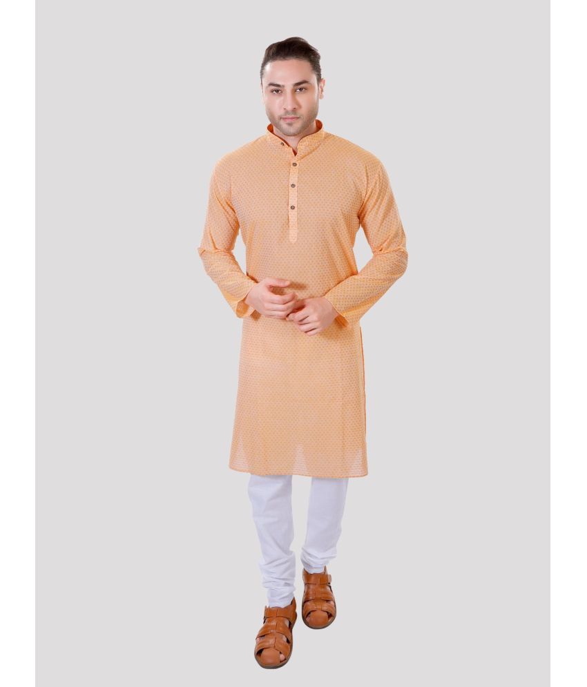     			Maharaja - Orange Cotton Regular Fit Men's Kurta Pyjama Set ( Pack of 1 )