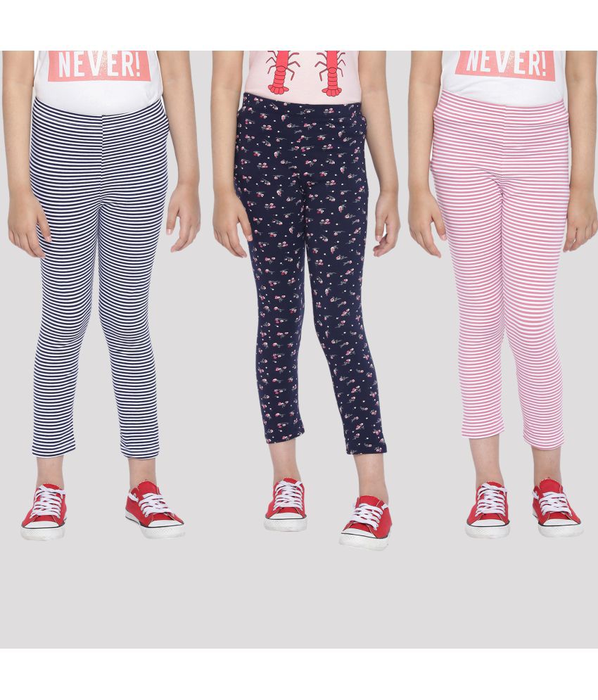     			Ariel - Pink Cotton Girls Leggings ( Pack of 3 )