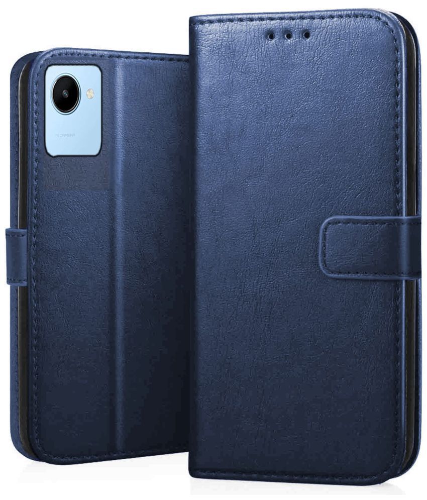     			Kosher Traders - Blue Leather Flip Cover Compatible For Realme C30 ( Pack of 1 )