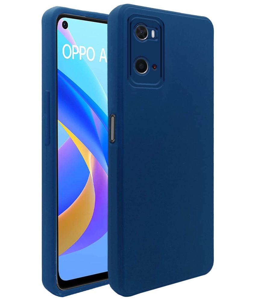     			Kosher Traders - Blue Silicon Silicon Soft cases Compatible For Oppo A96 ( Pack of 1 )