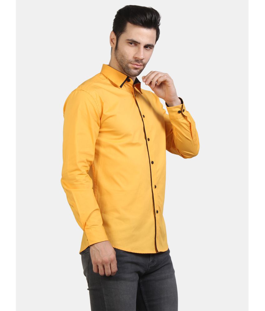     			Life Roads 100 Percent Cotton Yellow Solids Party wear Shirt Single Pack