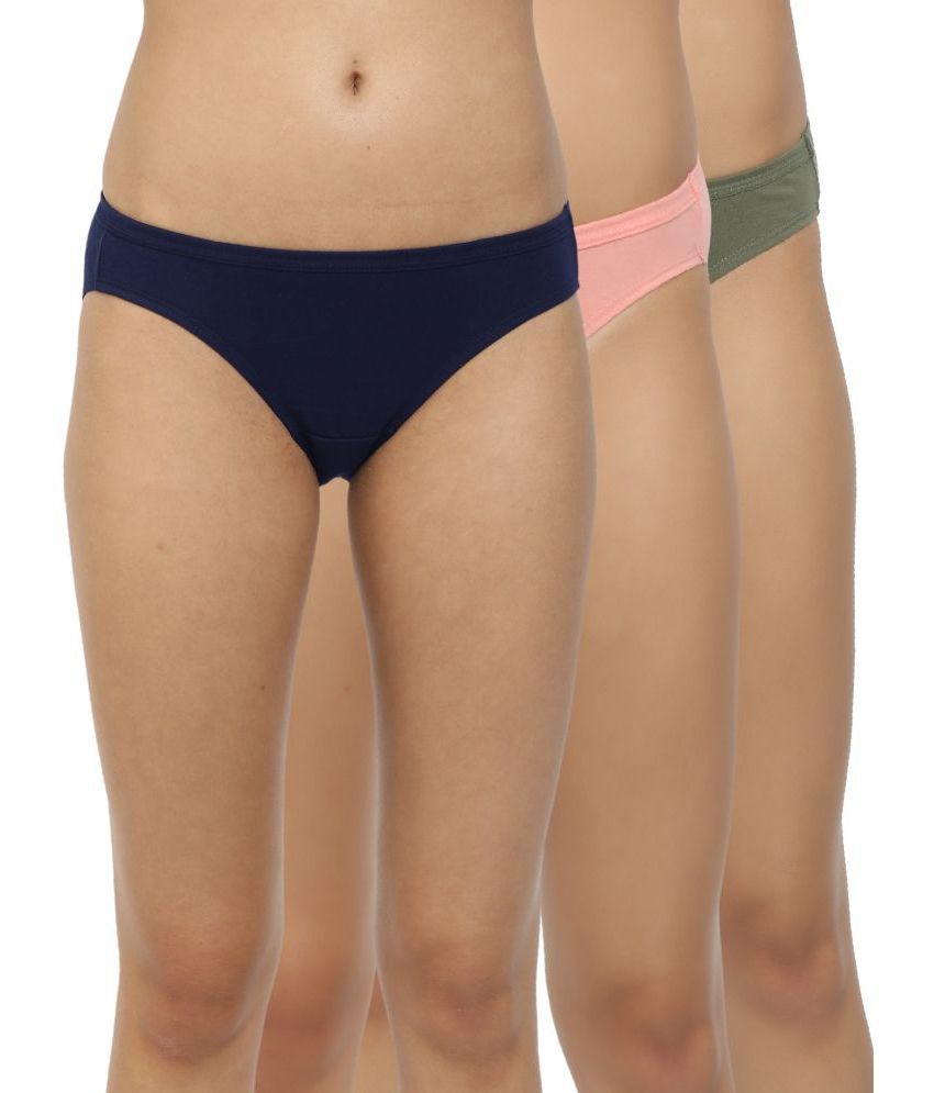    			shyygl - Multicolor Bikini's Panties Cotton Solid Women's Bikini ( Pack of 3 )