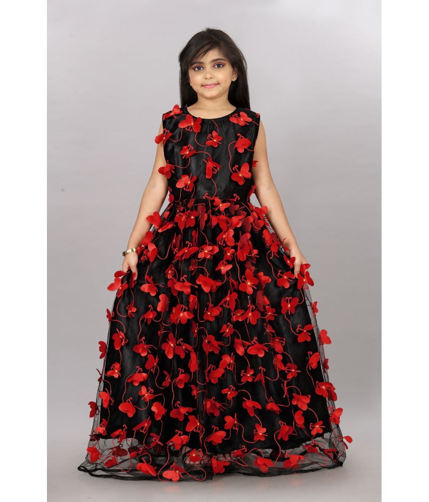     			Apnisha Net Gown For Girls ( Pack of 1 , Black )