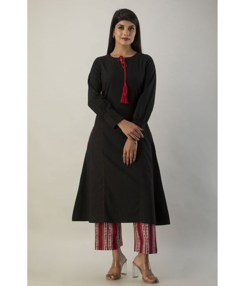     			JAIPUR VASTRA - Black A-line Cotton Blend Women's Stitched Salwar Suit ( Pack of 1 )