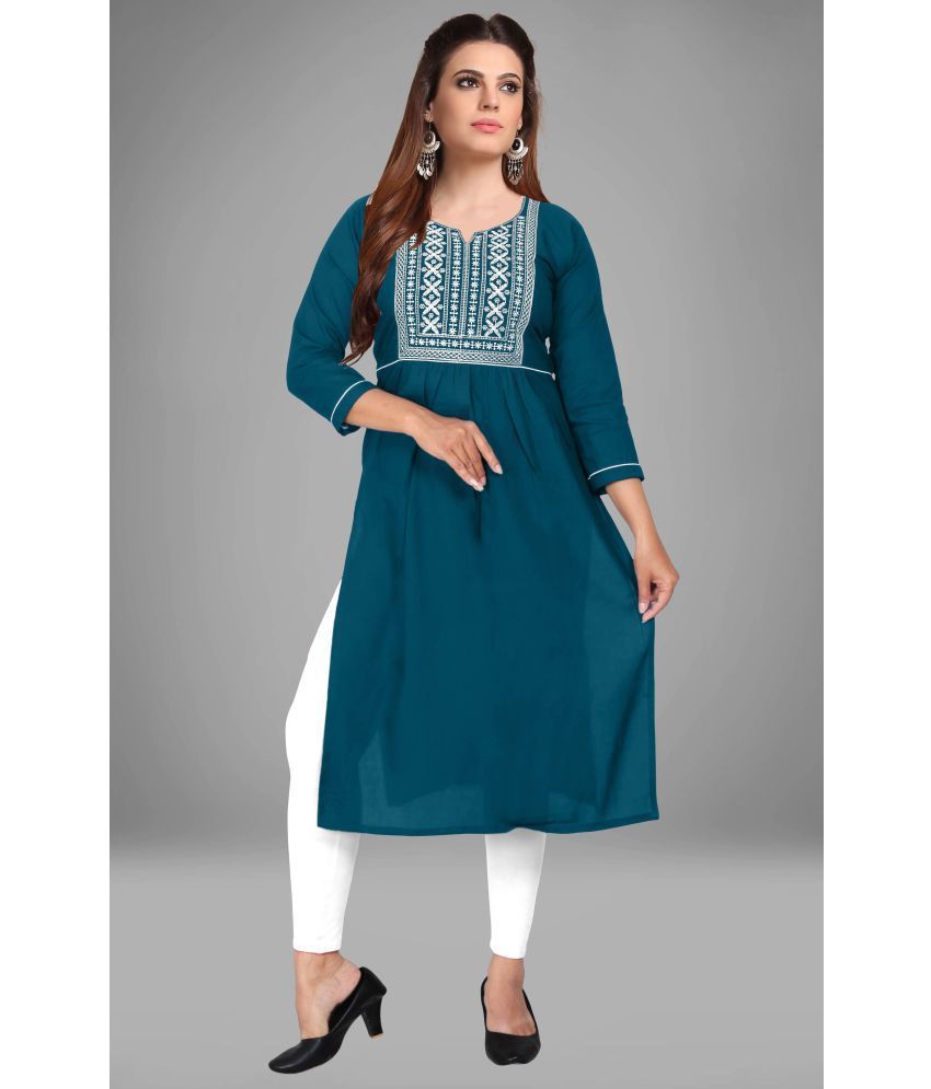     			Kapadia - Blue Rayon Women's Straight Kurti ( Pack of 1 )