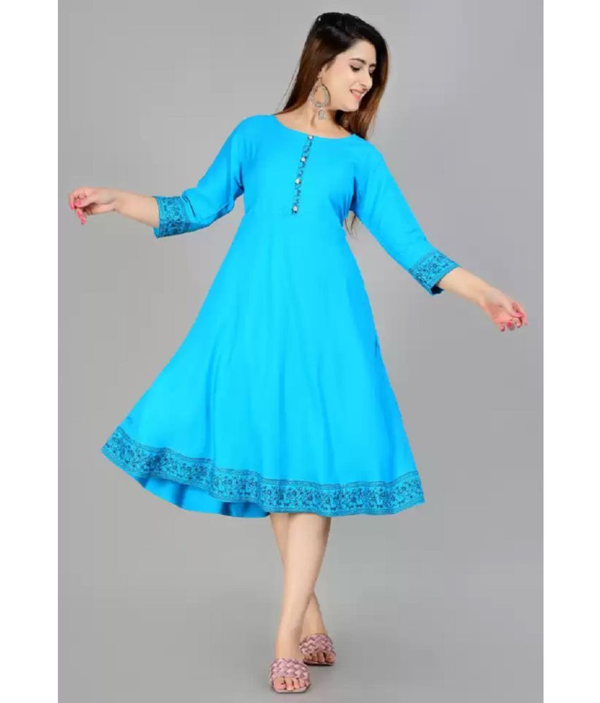     			SIPET - Blue Rayon Women's Flared Kurti ( Pack of 1 )