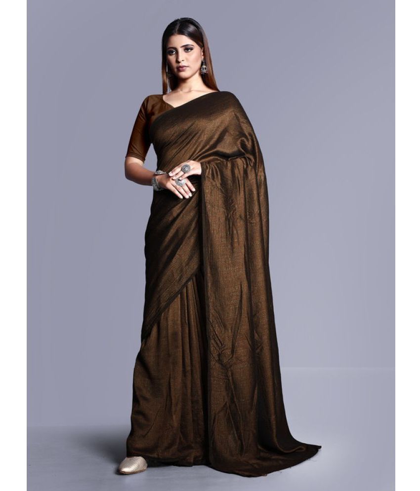 Sitanjali - Brown Georgette Saree With Blouse Piece ( Pack of 1 )