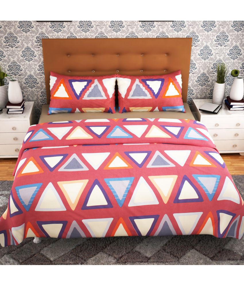     			elite india - Multicolor Poly Cotton Double Bedsheet with 2 Pillow Covers