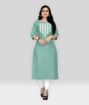 Hetsa - Green Cotton Blend Women's Straight Kurti ( Pack of 1 )