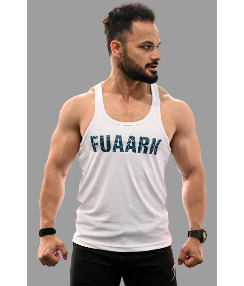     			Fuaark - White Polyester Regular Fit Men's Tanks ( Pack of 1 )