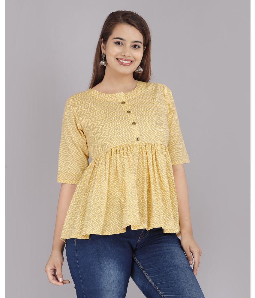     			HIGHLIGHT FASHION EXPORT - Yellow Cotton Women's Empire Top ( Pack of 1 )