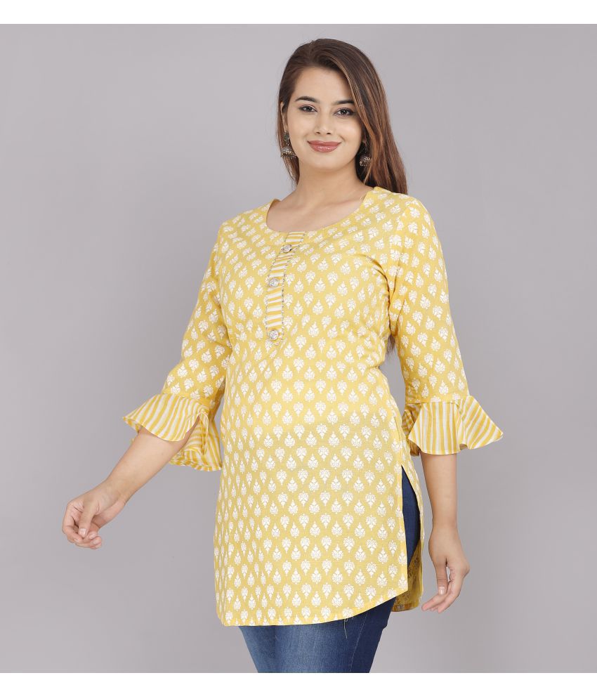     			HIGHLIGHT FASHION EXPORT - Yellow Cotton Women's Tunic ( Pack of 1 )