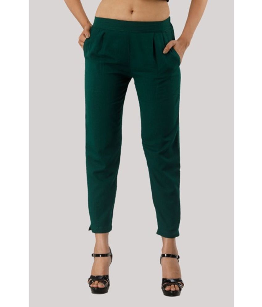     			JAIPUR VASTRA - Green Cotton Blend Regular Women's Casual Pants ( Pack of 1 )