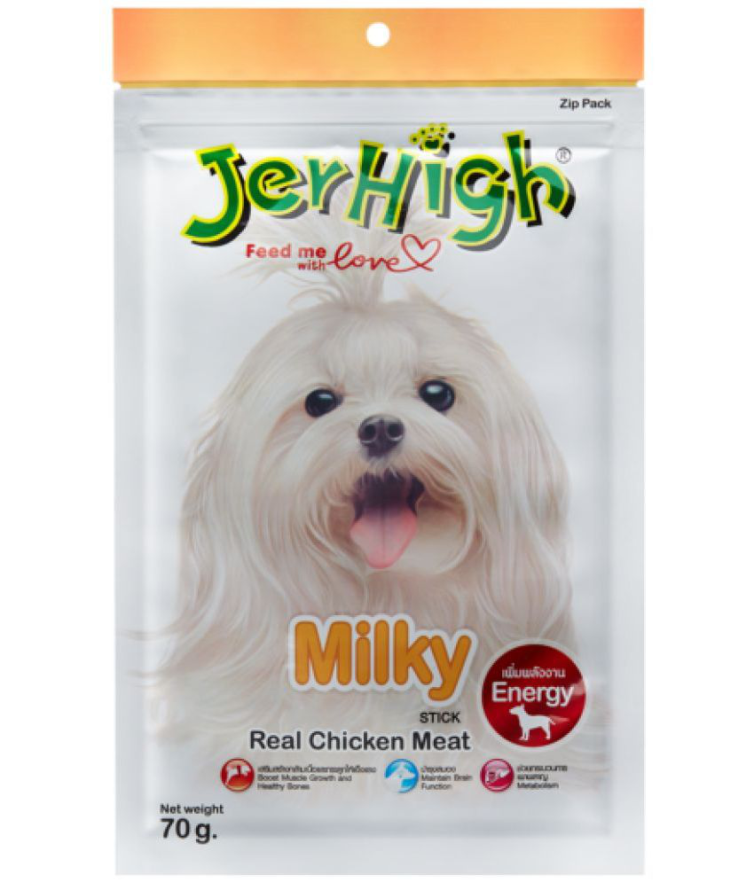     			Jerhigh Chicken Dog Treats, Made from Human Grade High Protein Chicken, Fully Digestible Healthy Snack & Training Treat, Free from by-Products & Gluten, Milky 70gm (6 X 70g)