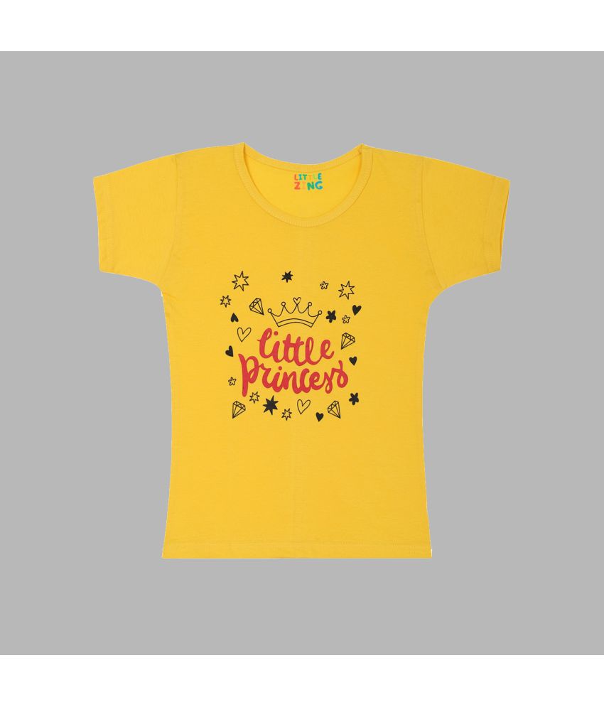     			Little Zing - Yellow Cotton Girls T-Shirt ( Pack of 1 )