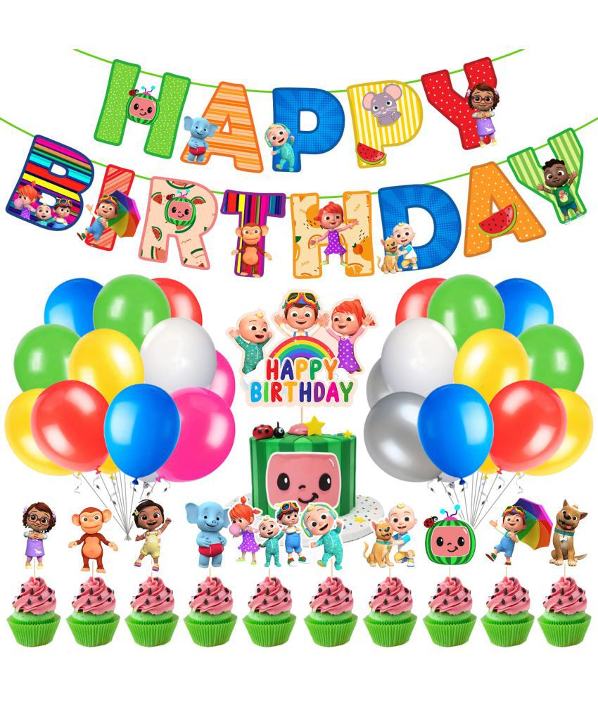     			Zyozi Coco melan Birthday Party Supplies, Birthday Party Decorations Include Happy Birthday Banner, Cake topper, Cupcake toppers & Latex Balloons , Birthday Party Favor for Kids (Pack of 37)