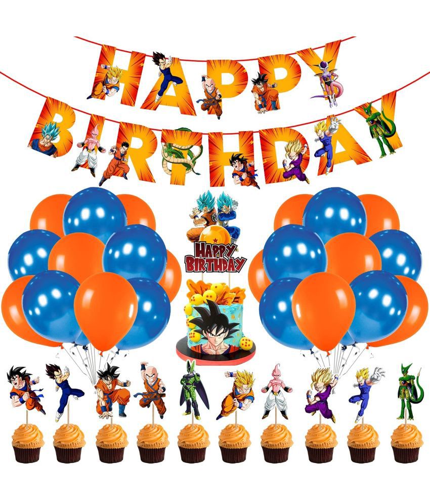     			Zyozi Dragon Ball Z Birthday Party Supplies and Decorations for Boys Includes Cupcake Toppers Balloons Banner Cake Topper for Kids
