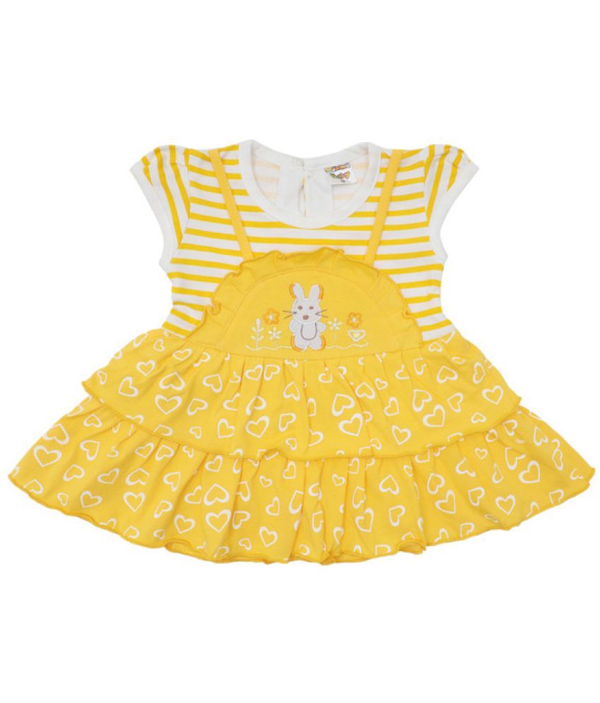     			NammaBaby - Yellow Cotton Blend Baby Girl Frock ( Pack of 1 )