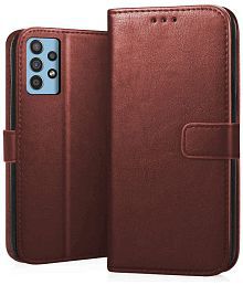 Doyen Creations - Brown Artificial Leather Flip Cover Compatible For Samsung Galaxy A23 5g ( Pack of 1 )