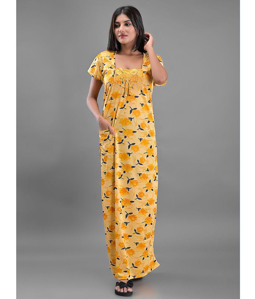     			Apratim - Yellow Satin Women's Nightwear Nighty & Night Gowns ( Pack of 1 )