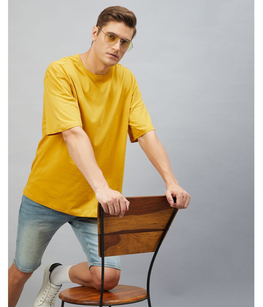     			Chimpaaanzee - Yellow Cotton Oversized Fit Men's T-Shirt ( Pack of 1 )