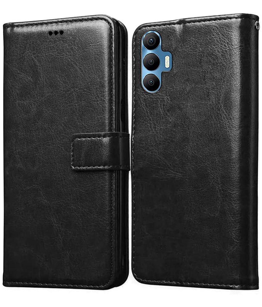     			Megha Star - Black Artificial Leather Flip Cover Compatible For Tecno Spark 8 Pro ( Pack of 1 )