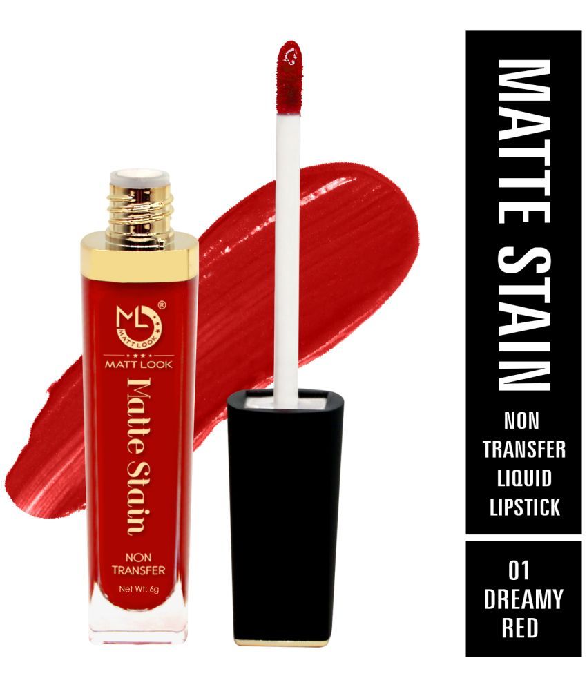     			Mattlook Matte Stain Non-Transfer Liquid Lipstick, Dreamy Red-01, (6gm)