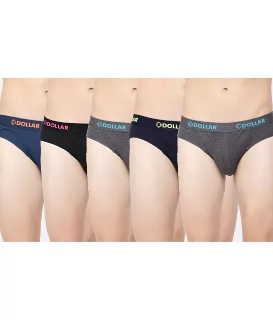 Buy EURO Men Assorted Solid 100% Cotton Pack of 5 Briefs Online at
