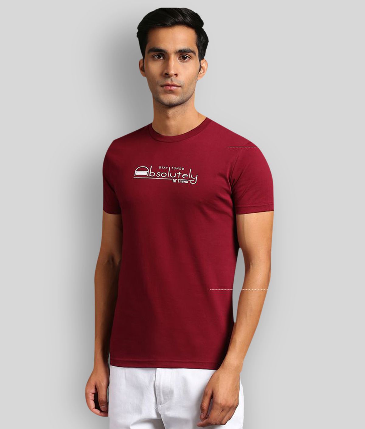     			David Crew - Maroon Cotton Blend Regular Fit Men's T-Shirt ( Pack of 1 )