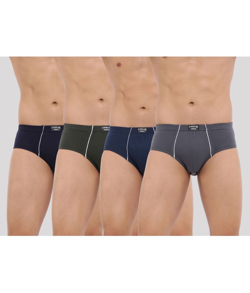     			Pack of 4 Dollar Bigboss Assorted Solid Cotton Blend Men Brief