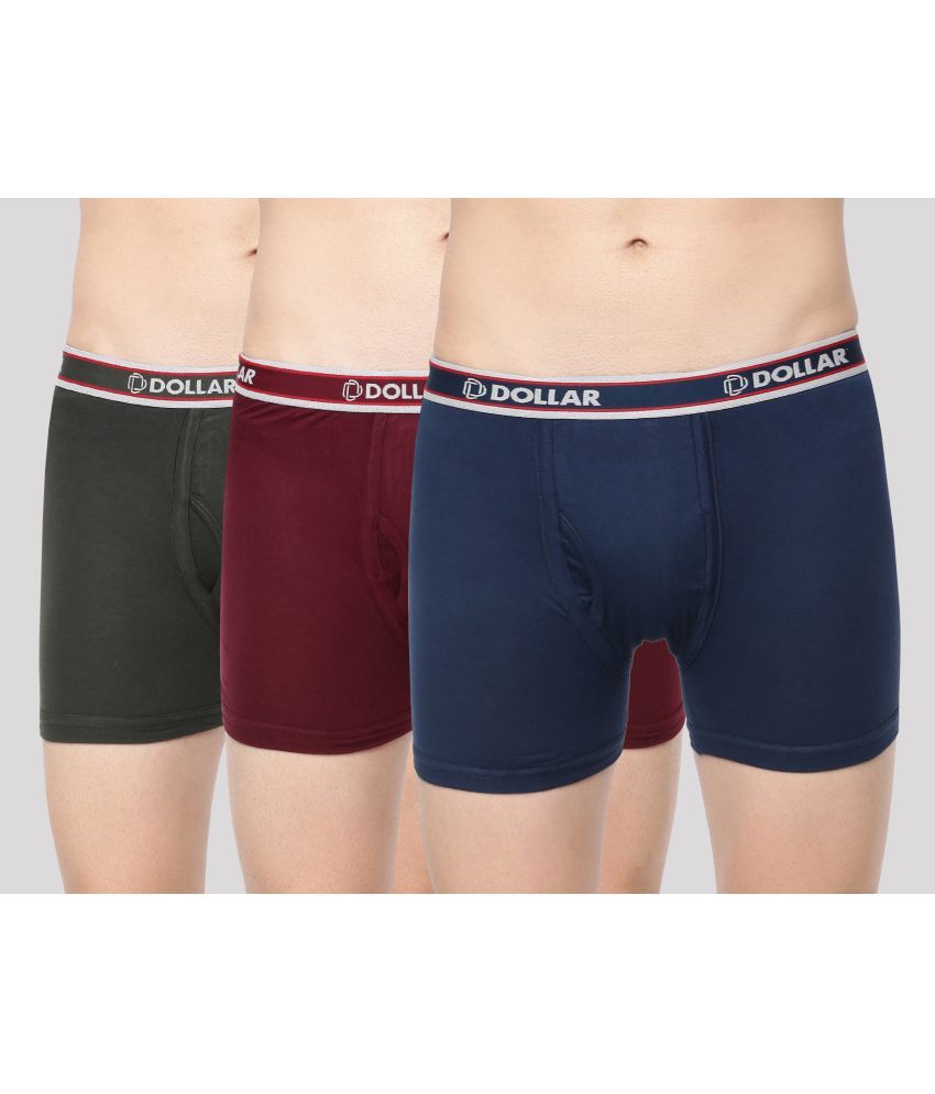     			Pack of 3 Dollar Bigboss Assorted Solid Cotton Blend Men Trunk