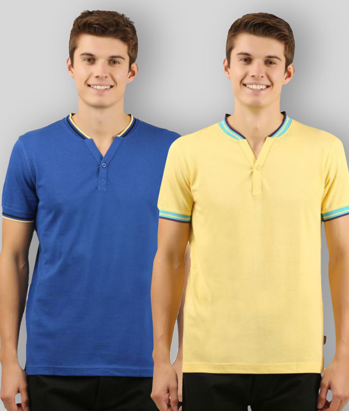     			Zebu - Blue Cotton Regular Fit Men's T-Shirt ( Pack of 2 )