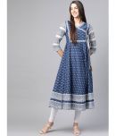 Yash Gallery - Blue Cotton Women's Angrakha Kurti ( Pack of 1 )