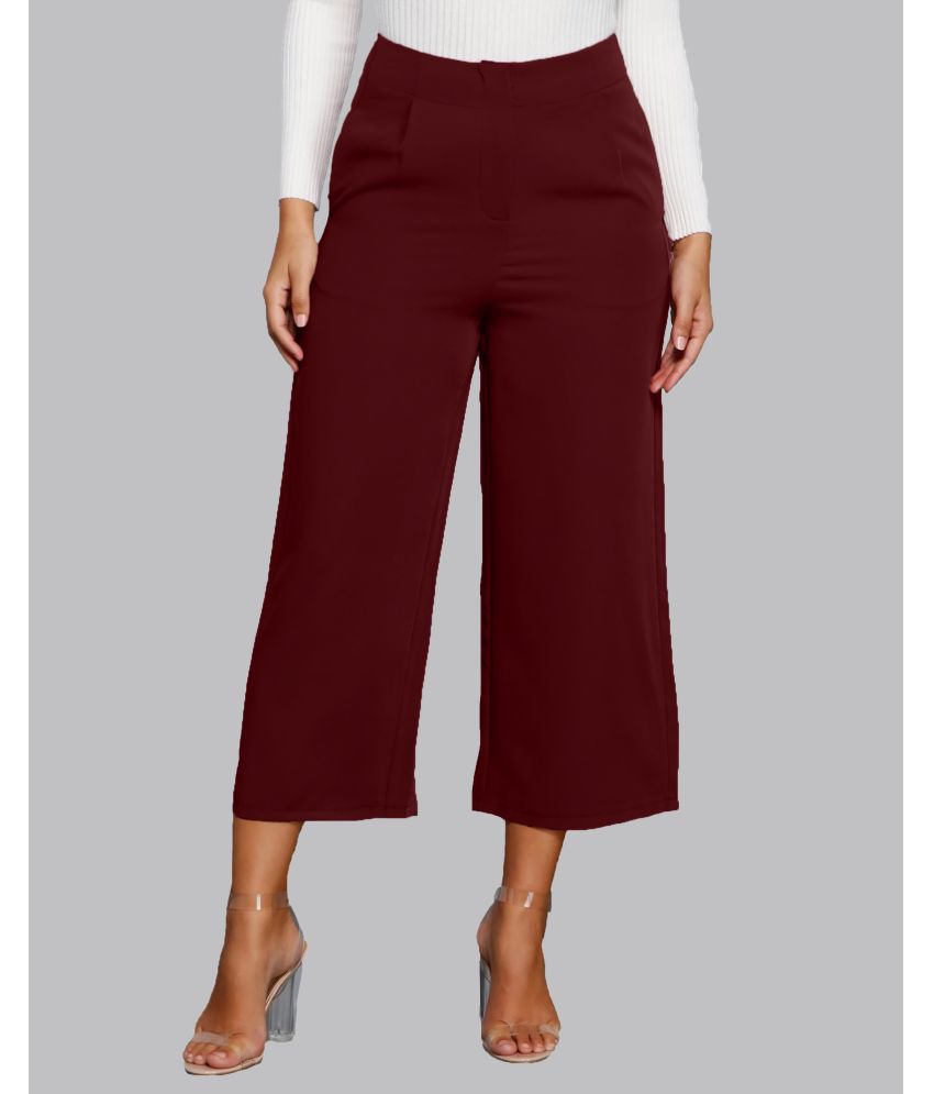     			Addyvero - Maroon Cotton Blend Wide Leg Women's Casual Pants ( Pack of 1 )