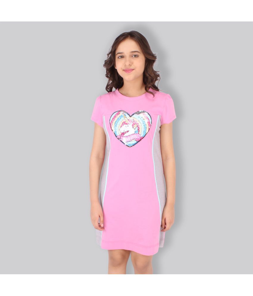     			Cutecumber - Pink Cotton Blend Girls T-shirt Dress ( Pack of 1 )