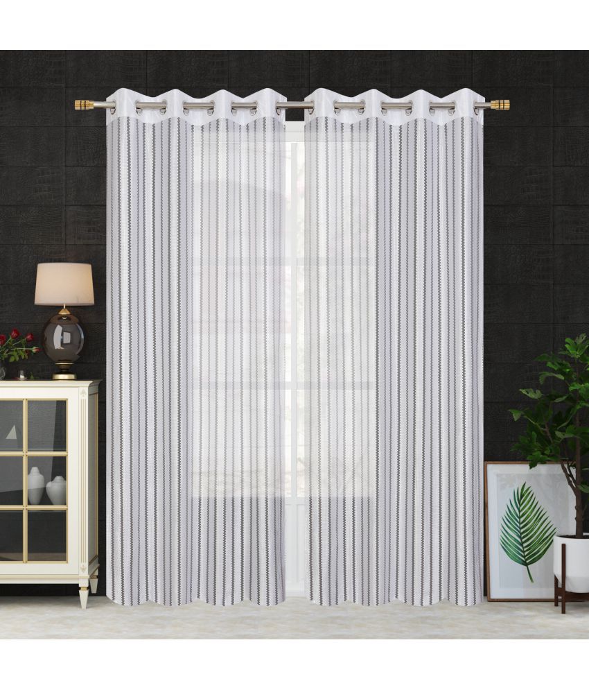     			Homefab India SelfDesign Semi-Transparent Eyelet Window Curtain 5ft (Pack of 2) - White
