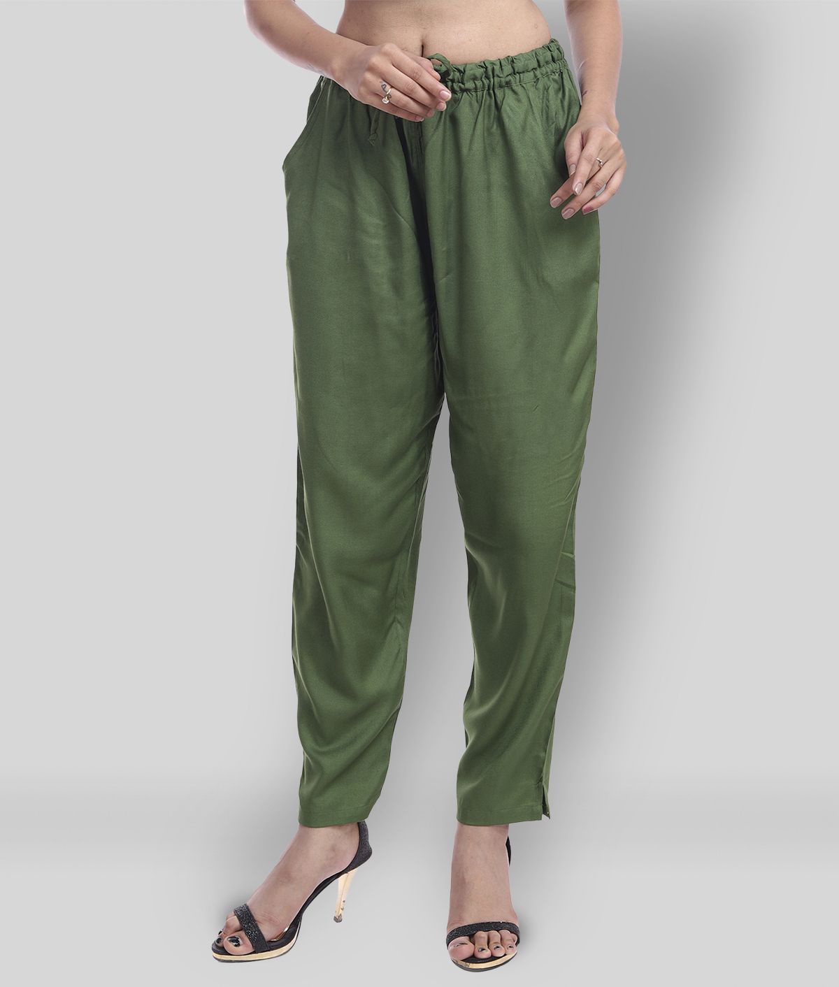     			Lee Moda - Green Rayon Flared Fit Women's Casual Pants  ( Pack of 1 )