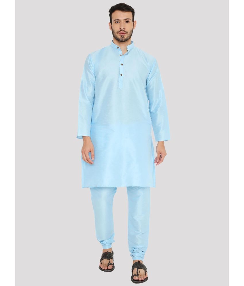     			Maharaja - Blue Silk Regular Fit Men's Kurta Pyjama Set ( Pack of 1 )