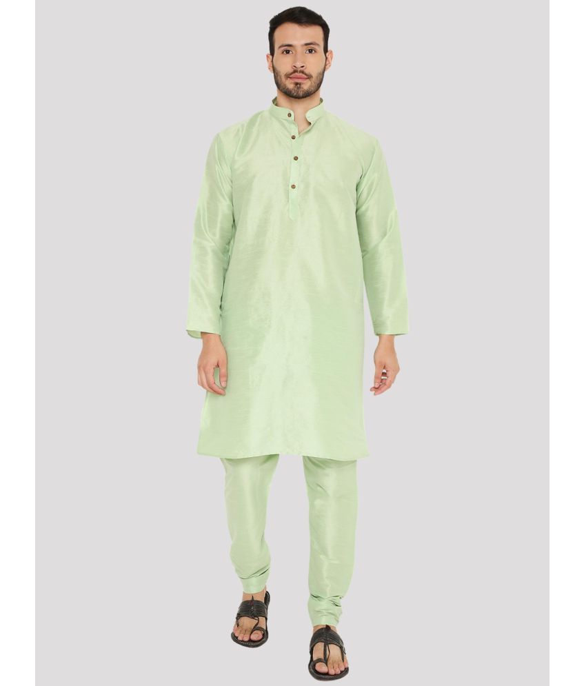     			Maharaja - Green Silk Regular Fit Men's Kurta Pyjama Set ( Pack of 1 )