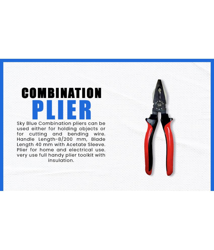     			Sky Blue Full Black Combination Plier Multipurpose Professional Dull Color Hand Tool Plier