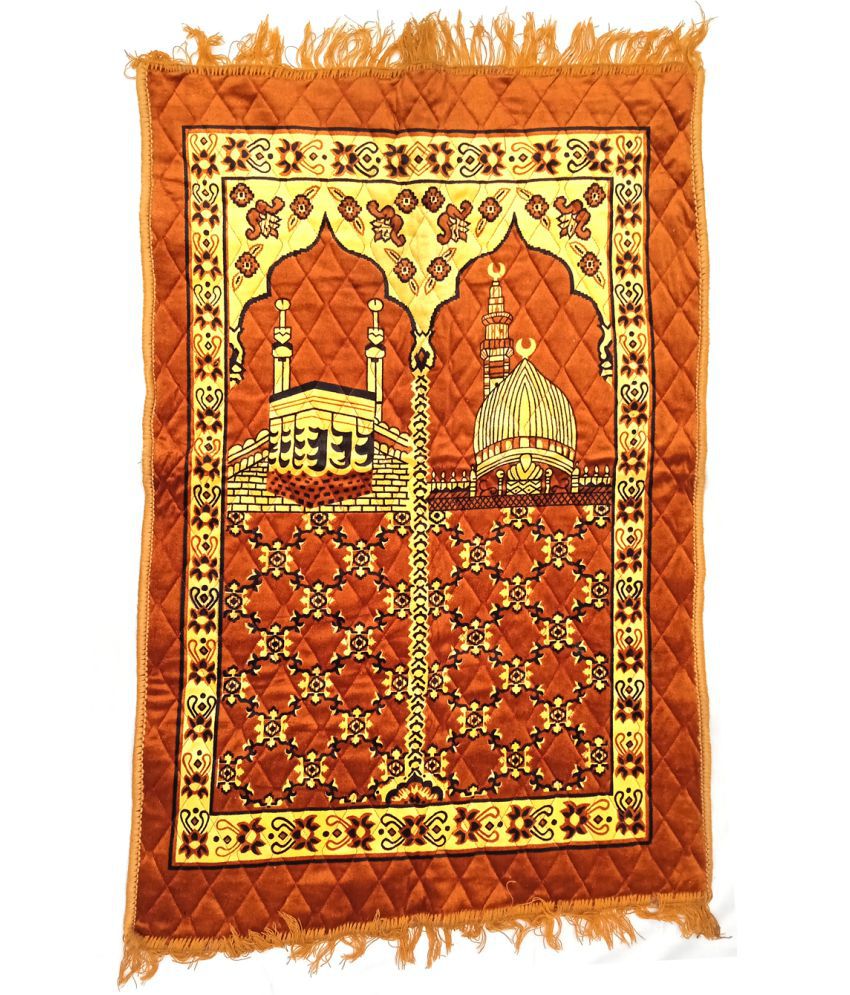     			ALRAZA Orange Single Velvet Prayer Mat ( 110 X 70 cm )