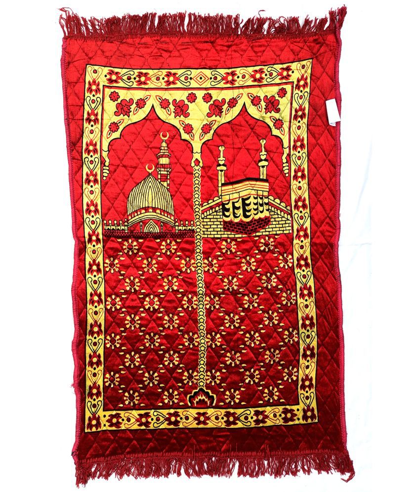     			ALRAZA Red Single Velvet Prayer Mat ( 110 X 70 cm )