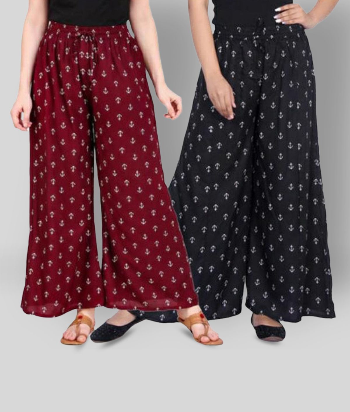     			BHARTI CREATION - Multicolor Rayon Flared Women's Palazzos ( Pack of 2 )