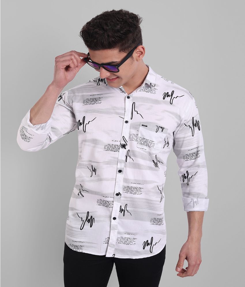     			MAJESTIC MAN 100% Cotton Slim Fit Printed Full Sleeves Men's Casual Shirt - White ( Pack of 1 )