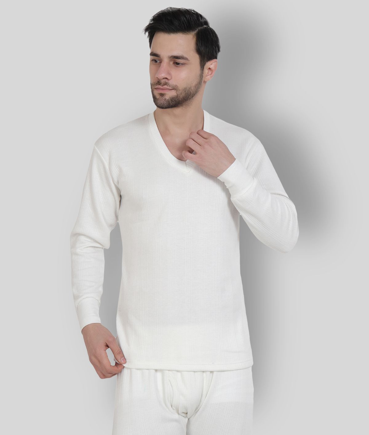     			Zeffit - White Cotton Blend Men's Thermal Tops ( Pack of 1 )